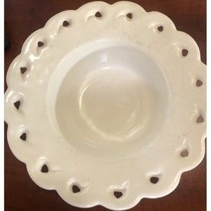 Vintage California Pottery USA Scalloped Lace CANDY DISH BOWL White